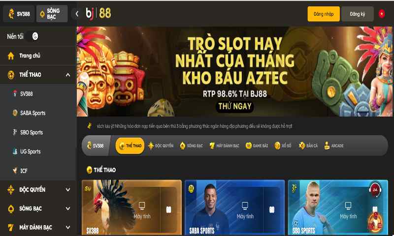 Giao diện trang chủ của Đá gà thomo bj88
